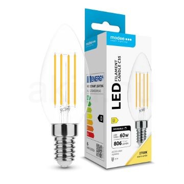 Modee LED Izzó Filament Gyertya C35 5,9W E14 360° 2700K (806 lumen) dimm. ERP