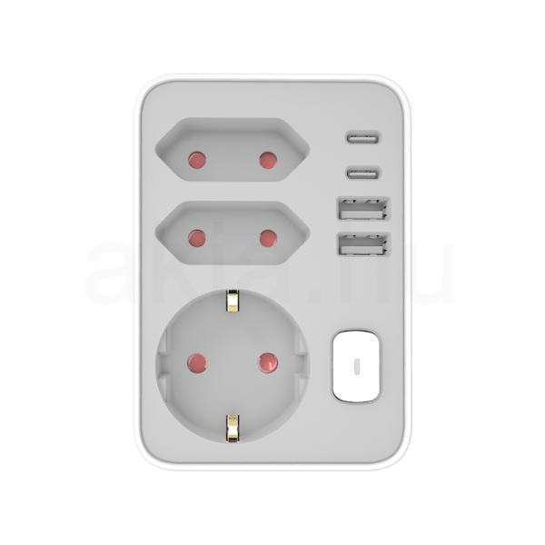 Technik Professional WG Elosztó Fali 3 utas + 2 x USB-C + 2 x USB-A + kapcsoló