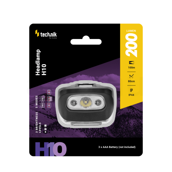Technik Fejlámpa H10 (3xAAA) LED + piros fény (200 lumen)