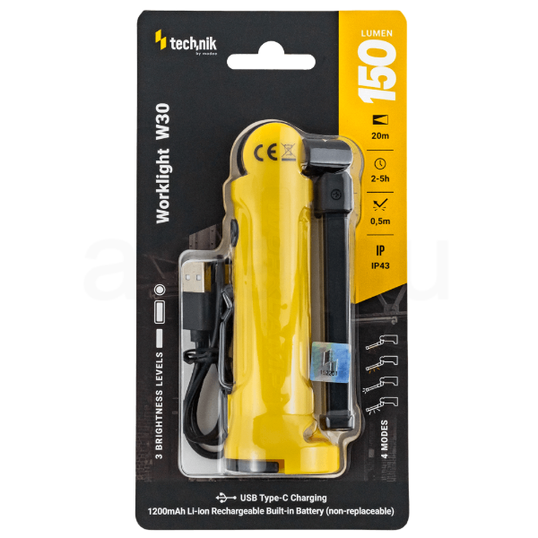 Technik Elemlámpa W30 (akkumulátoros - 1200mAh) COB + 1x2835 LED (150 lumen)